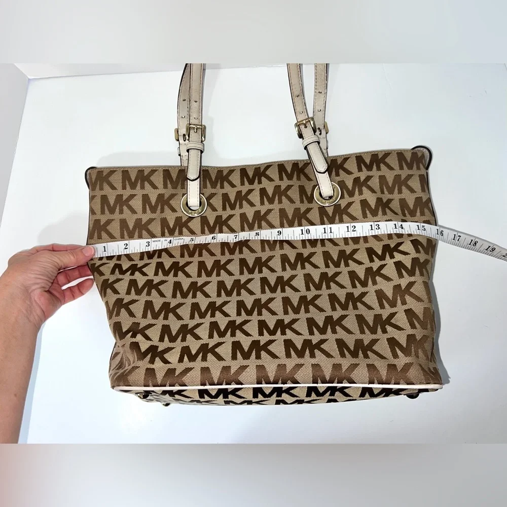 Michael‎ Kors Signature Jet Set Canvas Tote Shoulder Bag  Brown